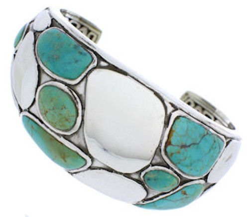 Silver Turquoise Jewelry Southwestern Cuff Bracelet MX27087