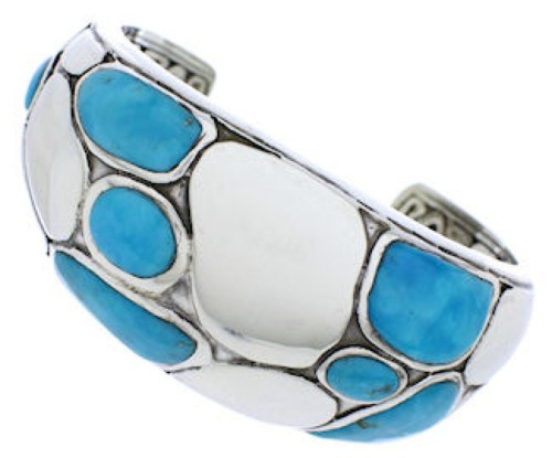 Silver Southwestern Jewelry Turquoise Inlay Cuff Bracelet MX27097