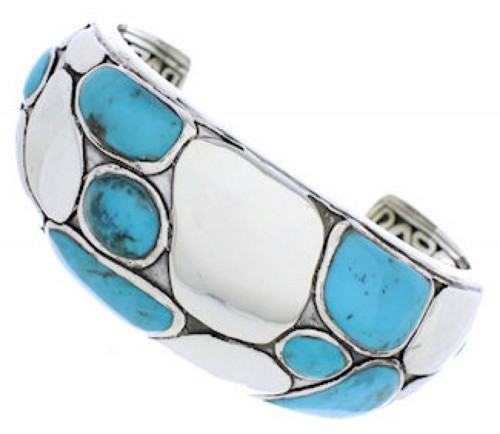 Silver Southwestern Turquoise Inlay Cuff Bracelet MX27099