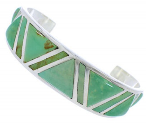 Southwest Turquoise Inlay Sterling Silver Cuff Bracelet EX27624