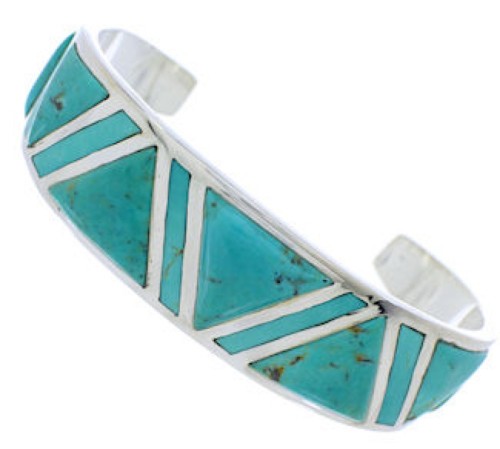Turquoise And Sterling Silver Southwest Cuff Bracelet Jewelry EX27626