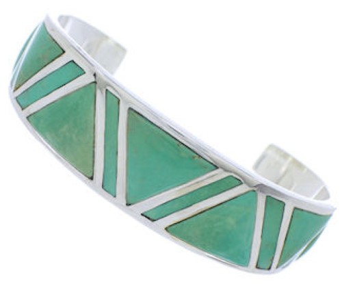 Southwest Turquoise Inlay Silver Cuff Bracelet EX27629