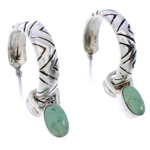 Turquoise Southwest Silver Hoop Interchangeable Earrings JX23045