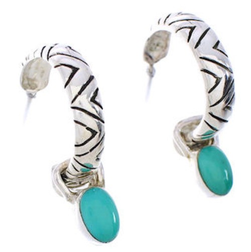 Turquoise Silver Southwest Interchangeable Hoop Earrings JX23049