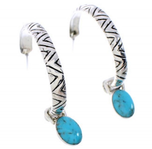 Sterling Silver Turquoise Interchangeable Hoop Earrings JX23125