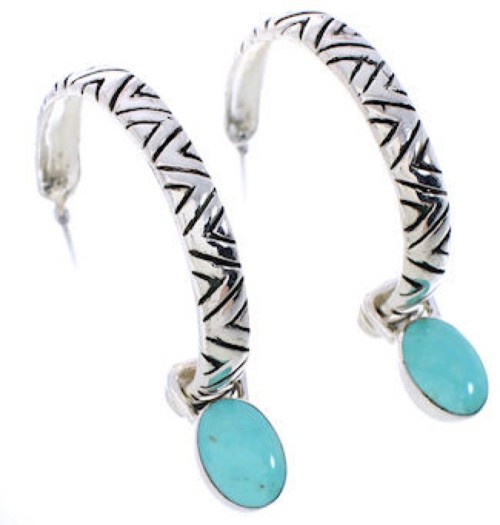 Sterling Silver Turquoise Interchangeable Post Hoop Earrings JX23128