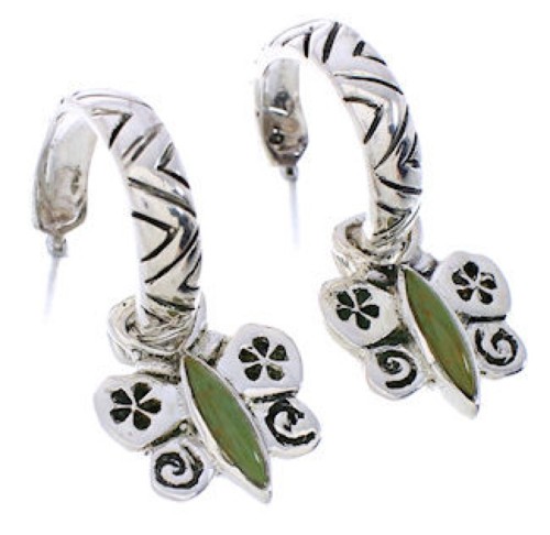 Turquoise Butterfly Flower Interchangeable Hoop Earrings JX23131