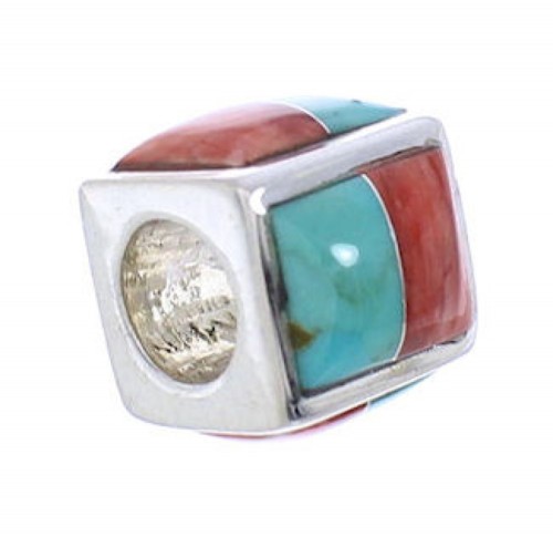 Silver Jewelry Turquoise Red Oyster Shell Inlay Bead Pendant MX22107