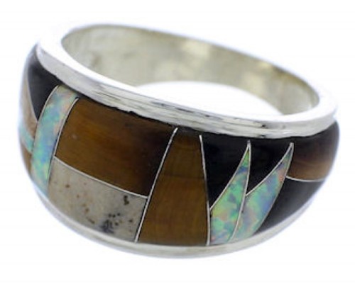 Multicolor Sterling Silver Whiterock Ring Size 7-1/2 UX39229