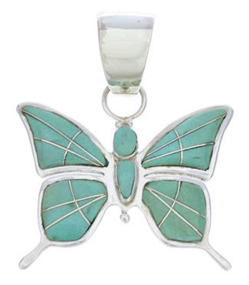 Southwestern Turquoise Inlay Jewelry Butterfly Pendant EX28695