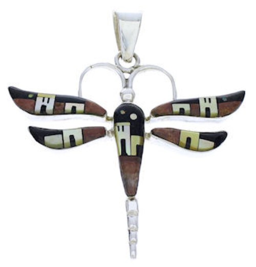 Southwest Multicolor Native American Design Dragonfly Pendant EX28721