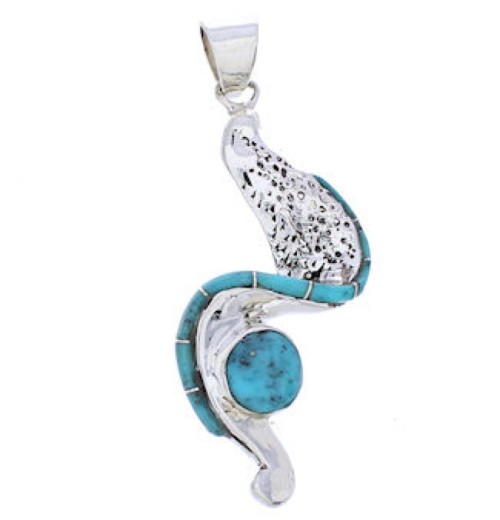 Southwest Turquoise Sterling Silver Slide Pendant EX28452