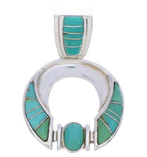 Turquoise And Sterling Silver Southwest Slide Pendant EX28471