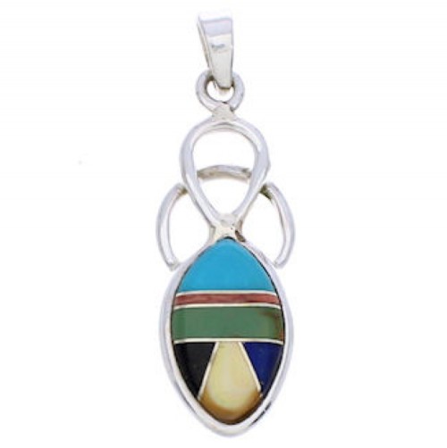 Sterling Silver Southwest Multicolor Pendant Jewelry EX29772