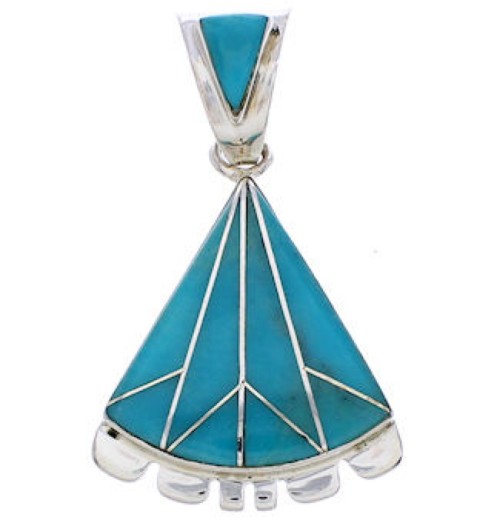 Southwest Turquoise And Sterling Silver Slide Pendant EX28550