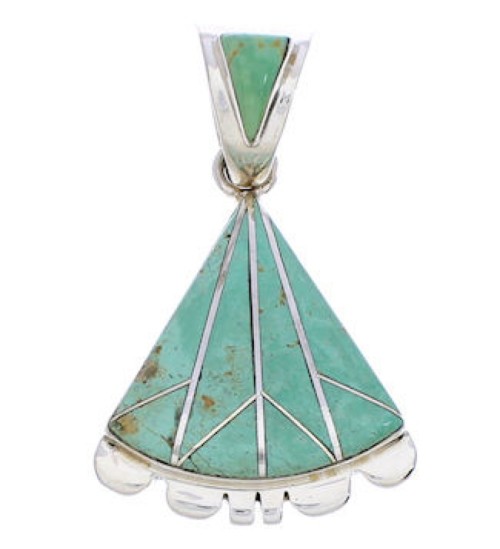 Southwest Turquoise Inlay Sterling Silver Slide Pendant EX28567