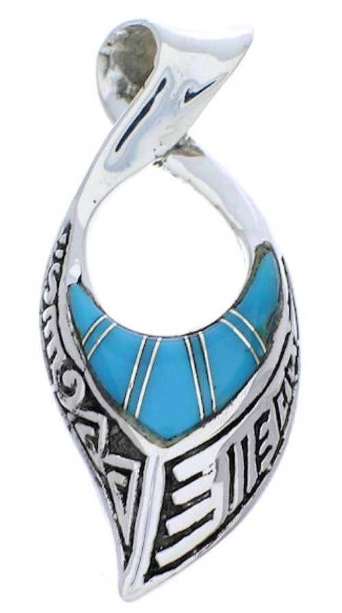 Turquoise Reversible Native American Village Design Pendant PX30197