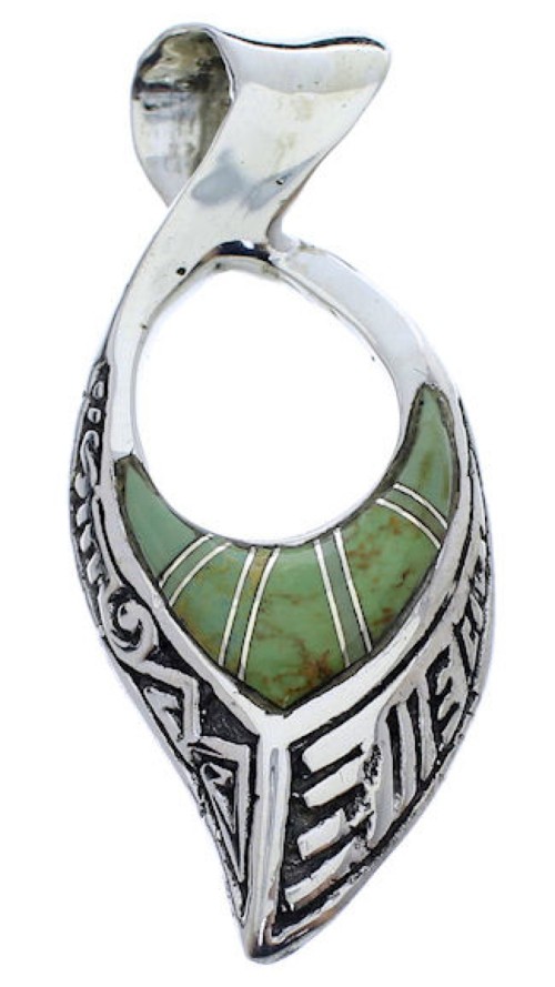 Silver Turquoise Native American Design Reversible Pendant PX30203