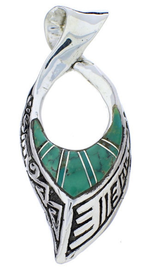 Reversible Native American Pueblo Design Turquoise Pendant PX30205