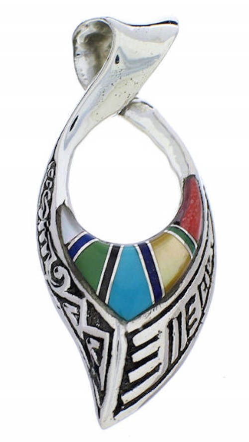 Native American Village Design Multicolor Reversible Pendant PX30212