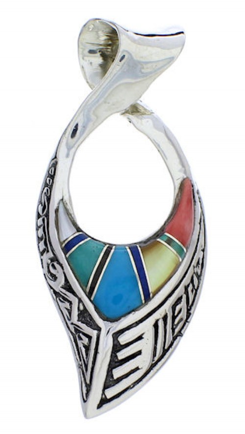 Silver Reversible Multicolor Southwestern Jewelry Pendant PX30214
