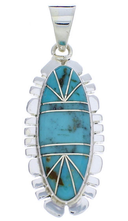 Turquoise Inlay And Silver Jewelry Pendant PX30291