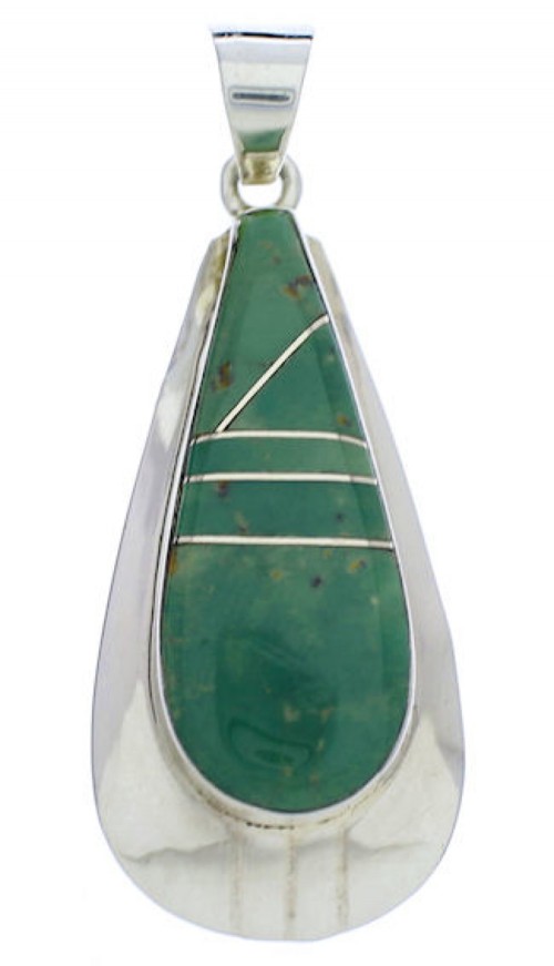 Sterling Silver And Turquoise Inlay Southwest Pendant Jewelry PX30312
