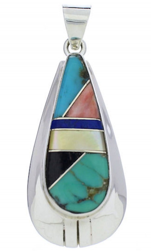 Multicolor And Silver Jewelry Southwestern Pendant PX30333