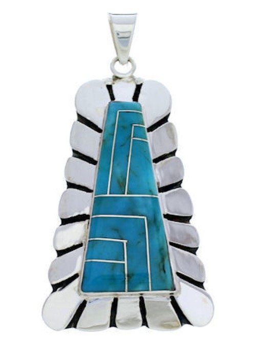 Turquoise Inlay Genuine Sterling Silver Jewelry Pendant PX30388