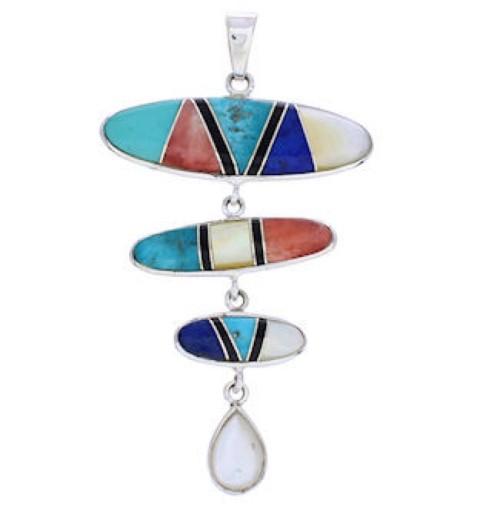 Multicolor Sterling Silver and Turquoise Pendant PX23950