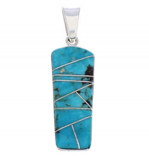 Turquoise Inlay Sterling Silver Southwest Pendant PX24047