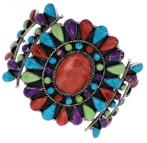 Multicolor Southwest Sterling Silver Cuff Bracelet MX27877