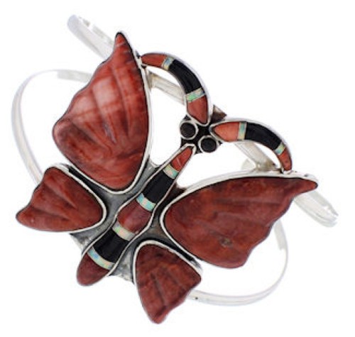 Southwestern Jewelry Silver Multicolor Butterfly Cuff Bracelet EX27508