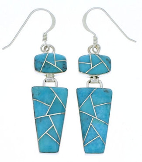 Turquoise Southwest Jewelry Silver Hook Dangle Earrings EX29535