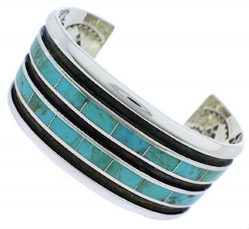 Southwest Turquoise And Sterling Silver Jewelry Cuff Bracelet EX27539