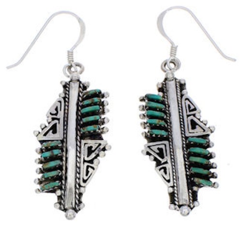 Sterling Silver Turquoise Jewelry Southwest Water Wave Hook Earrings PX33016