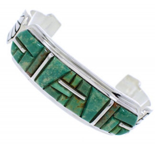 Sterling Silver Turquoise Inlay Southwestern Cuff Bracelet MX27323