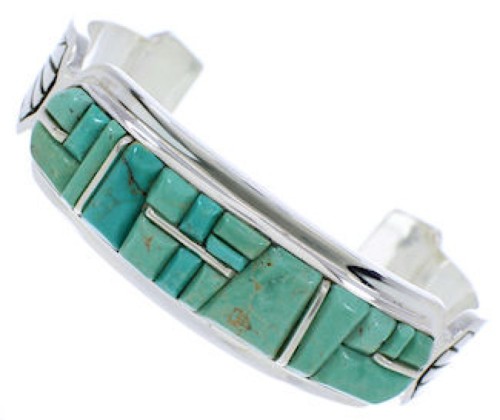 Genuine Sterling Silver Turquoise Inlay Jewelry Cuff Bracelet MX27330