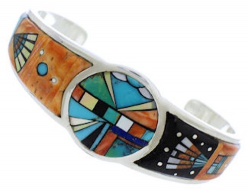 Southwestern Silver Sun Multicolor Jewelry Cuff Bracelet MX27383