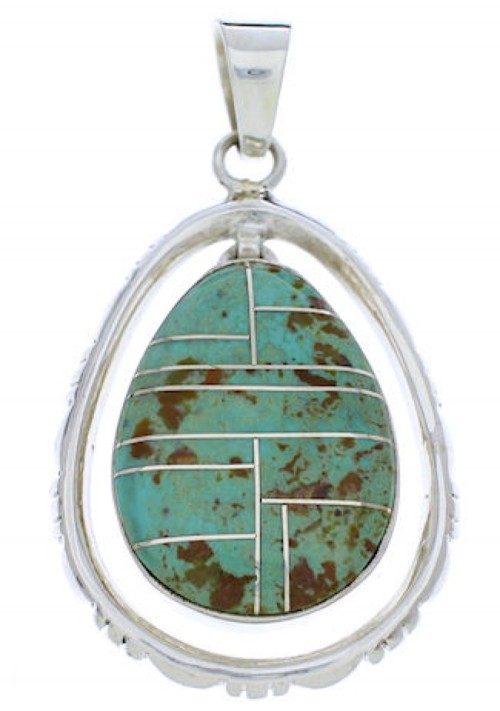 Sterling Sillver Southwest Turquoise Inlay Silver Pendant PX30101