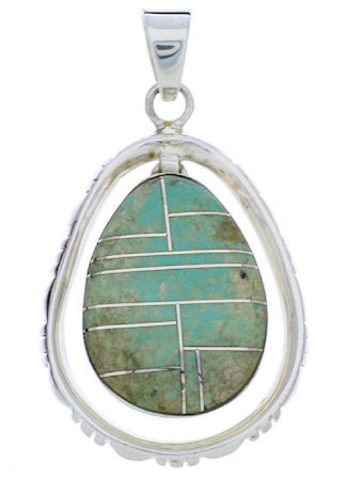 Silver Turquoise Inlay Jewelry Pendant PX30104