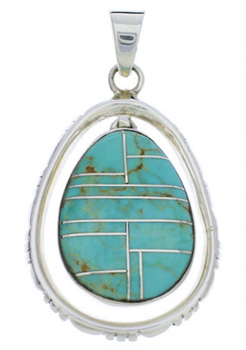Turquoise And Silver Southwest Jewelry Pendant PX30112