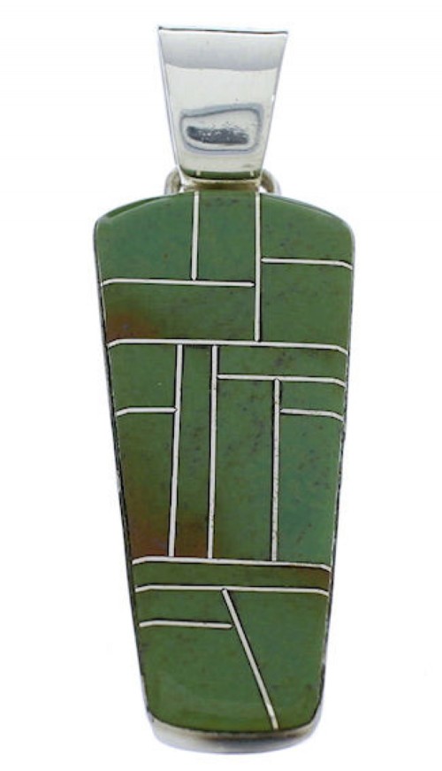 Turquoise Inlay And Silver Southwestern Pendant PX30137