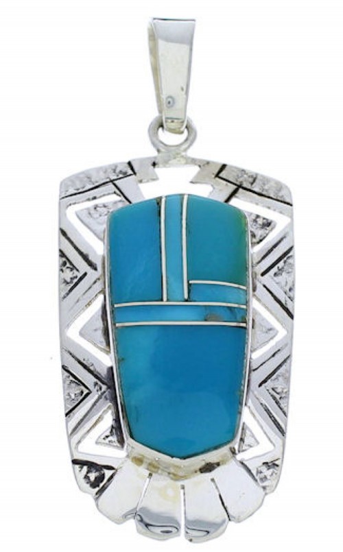 Turquoise Jewelry And Silver Southwestern Pendant PX30161