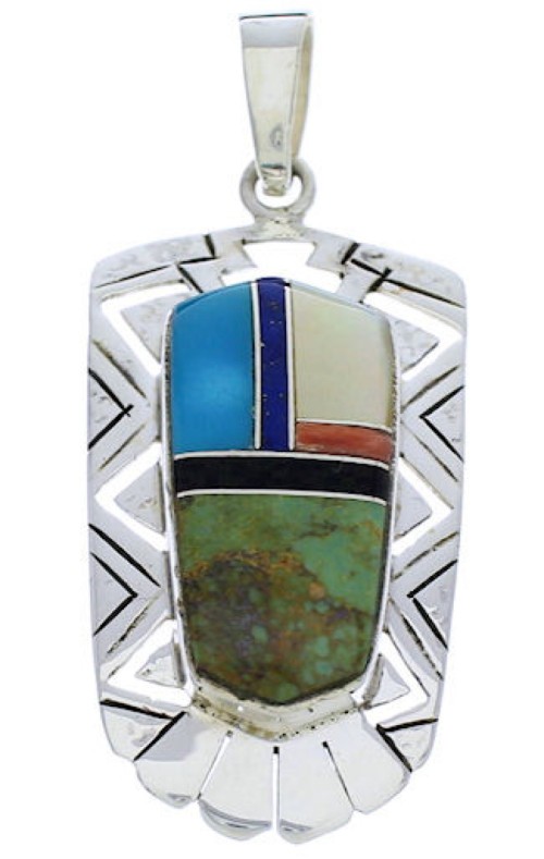 Multicolor Inlay And Silver Jewelry Pendant PX30174