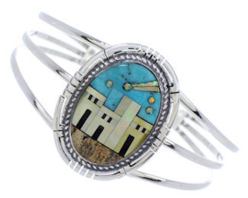 Multicolor Native American Village Design Cuff Bracelet MX27464