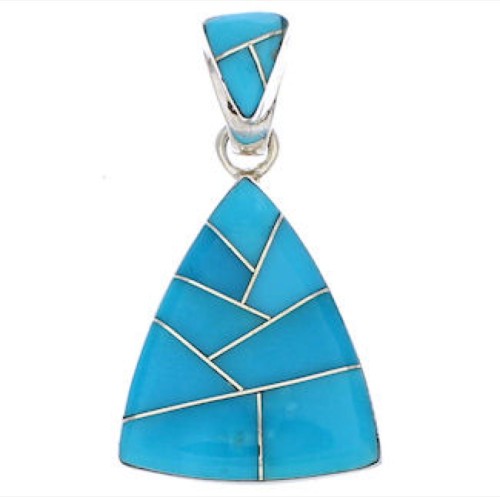 Turquoise Southwestern Silver Slide Pendant EX29579