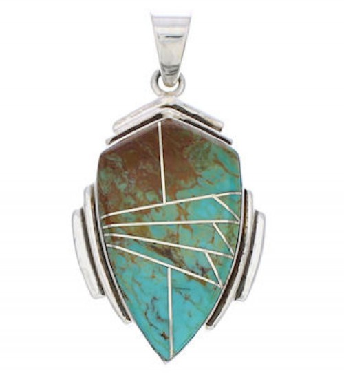 Turquoise Inlay Jewelry Sterling Silver Pendant EX29654