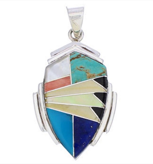 Multicolor Southwestern Sterling Silver Slide Pendant EX29657