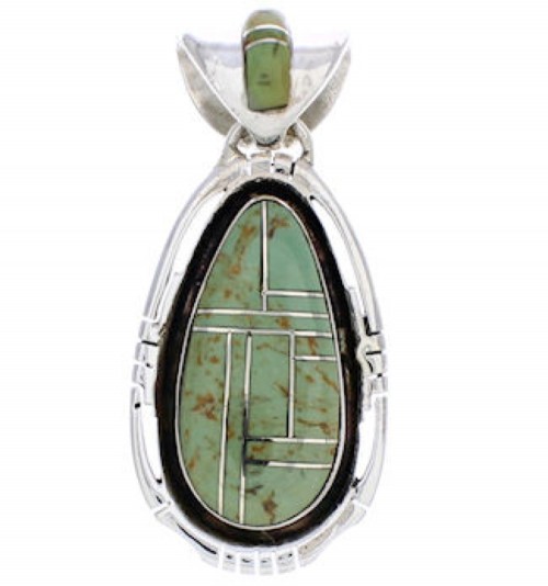 Turquoise Inlay And Sterling Silver Slide Pendant EX29679